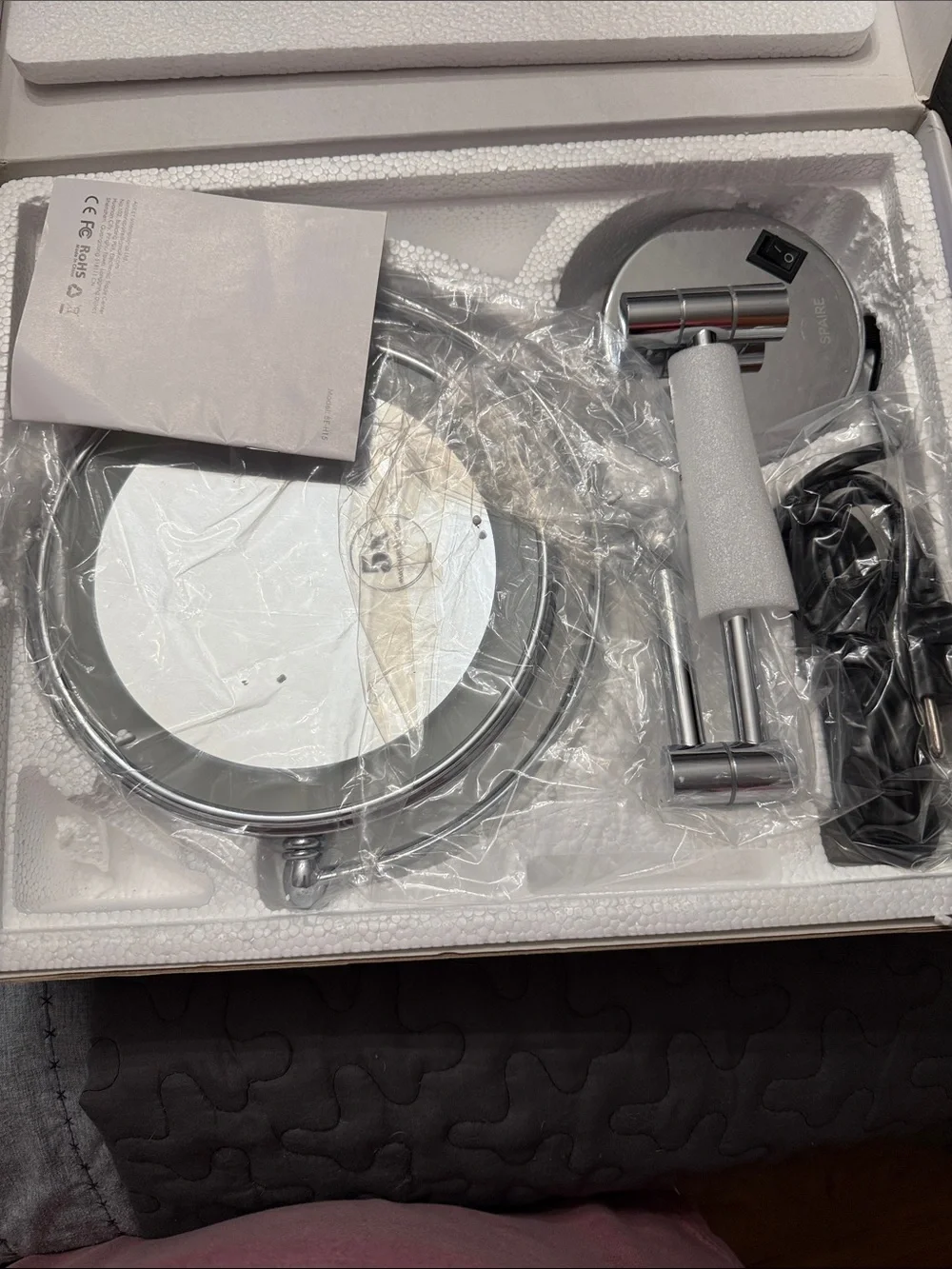 LED Wall-Mounted 5X Magnification Mirror - Chrome